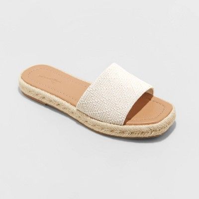Women&#39;s Maren Square Toe Espadrille Slide Sandals - Universal Thread&#8482; Cream 11 | Target