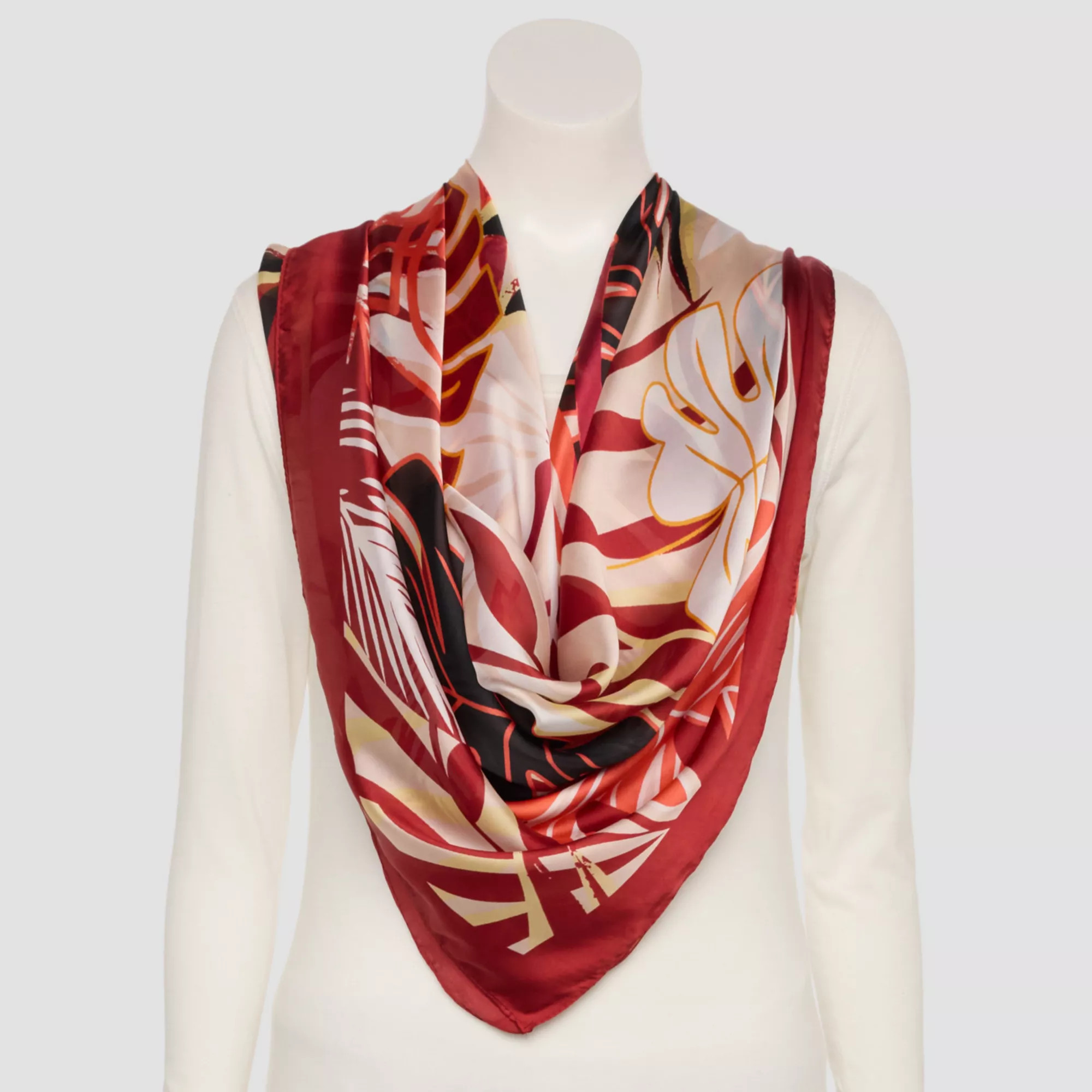 Nine West Tropical Leaf Poly Satin Square Scarf | Kohl's