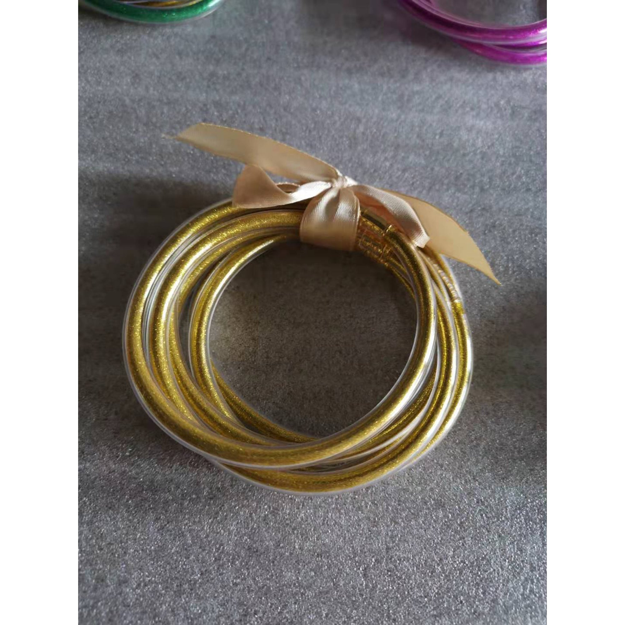Gold Jelly Bangle Bracelet Set (Pack of 6) | Walmart (US)