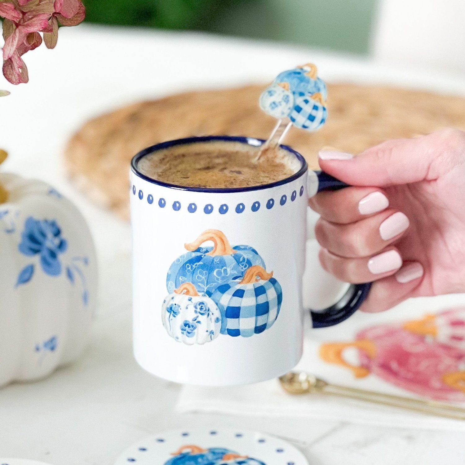 PRE-ORDER Blue and White Pumpkin Watercolor Mug — Simply Jessica Marie | Simply Jessica Marie