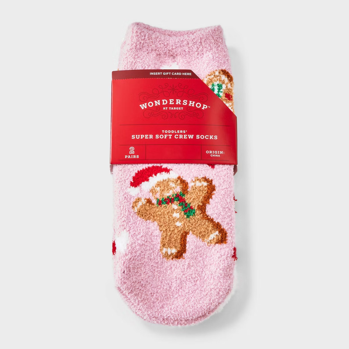 Toddler 2pk Cozy Christmas Gingerbread Cookies Socks - Wondershop™ Pink 2T-3T | Target