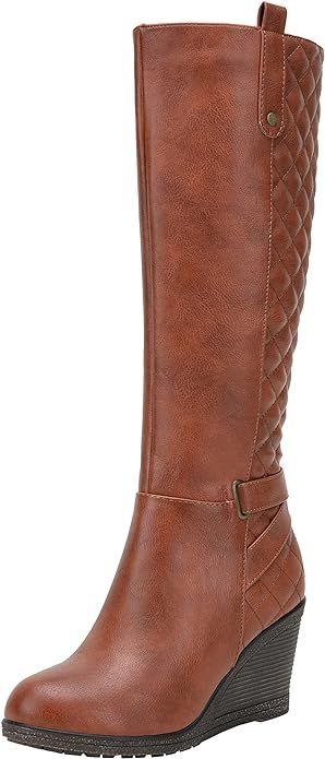 Vepose Women's 9652 | Knee High Boots | Wedge Calf Boot with Side Zipper | Amazon (US)