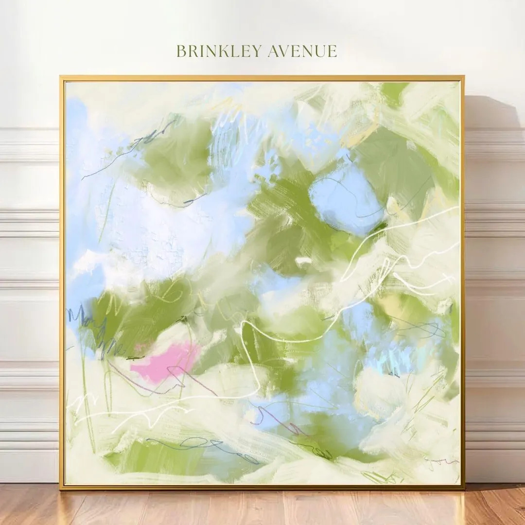 Green and Blue Abstract Painting, Modern Organic Wall Art, Contemporary Minimalist Artwork, Soft ... | Etsy (US)