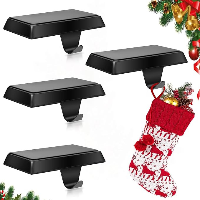 Set of 4 Metal Christmas Stocking Holders for Mantle Heavy Duty Stocking Hangers Stocking Hook Ch... | Amazon (US)