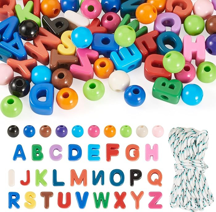 FASHEWELRY 56Pcs Large Colorful Slide Letter Beads Big Alphabet A-Z Shape Beads with Large Hole E... | Amazon (CA)