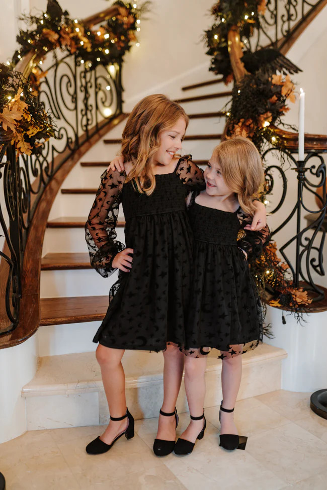 Kid's Midnight Moon Smocked Overlay Girl's Dress Macy Blackwell X Pink Lily | Pink Lily