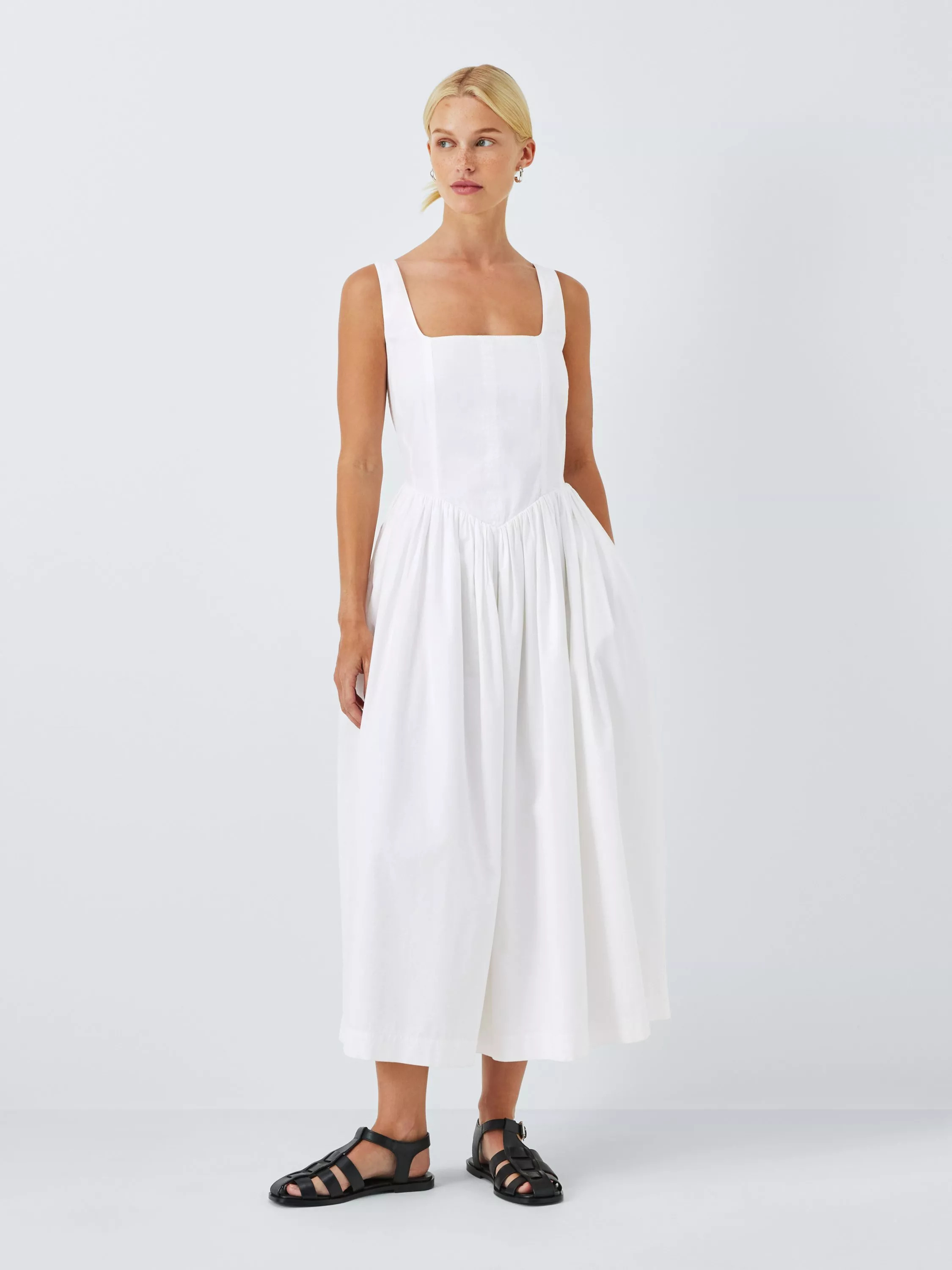John Lewis ANYDAYCorset Maxi Dress, White | John Lewis (UK)