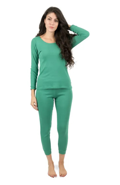 Leveret Women's Cotton Solid Matching Family Pajamas in Green at Nordstrom, Size X-Small | Nordstrom