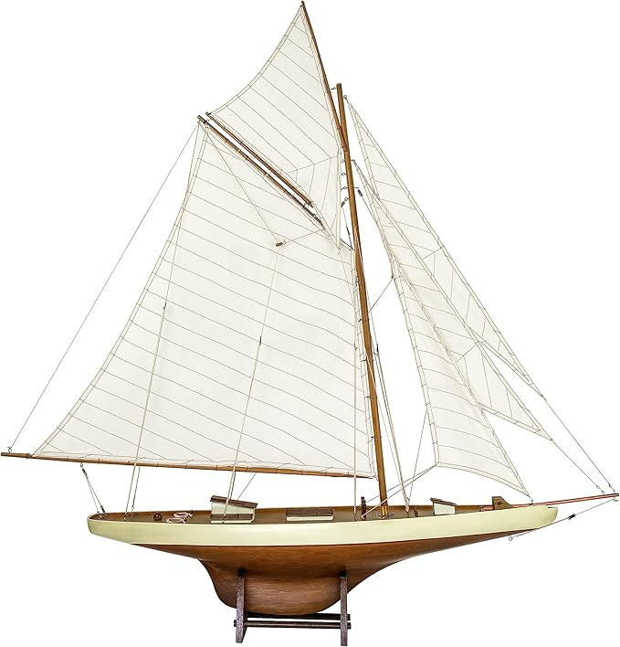 SAILINGSTORY Wooden Sailboat Decor Ship Model Yacht America's Cup Columbia 1901 Replica Large | Amazon (US)