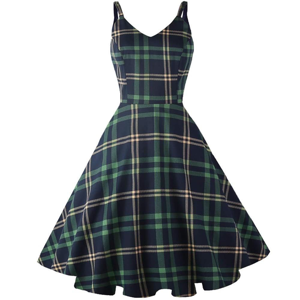 GOOBGS Women's 1950s Retro Vintage Spaghetti Strap Cocktail Swing Dresses with Pockets | Amazon (US)