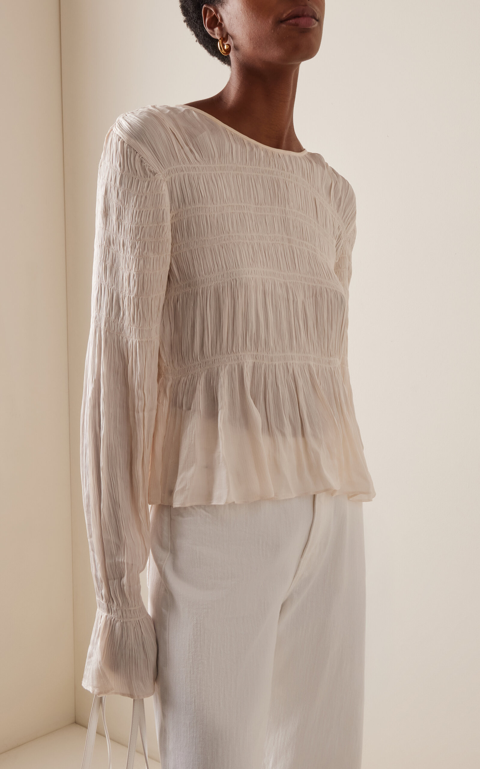 Ovas Smocked Satin Top | Moda Operandi (Global)