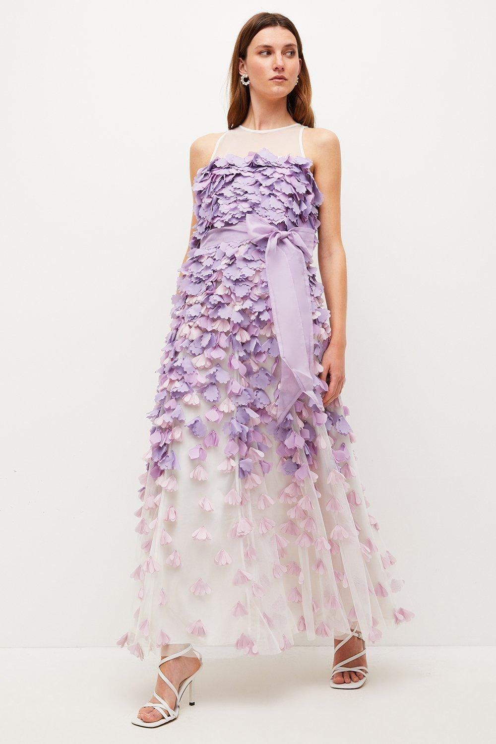 Applique Drama Woven Maxi Dress | Karen Millen US