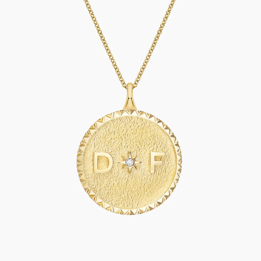 Initial 20 in. Diamond Medallion Necklace in 14K Yellow Gold | Brilliant Earth