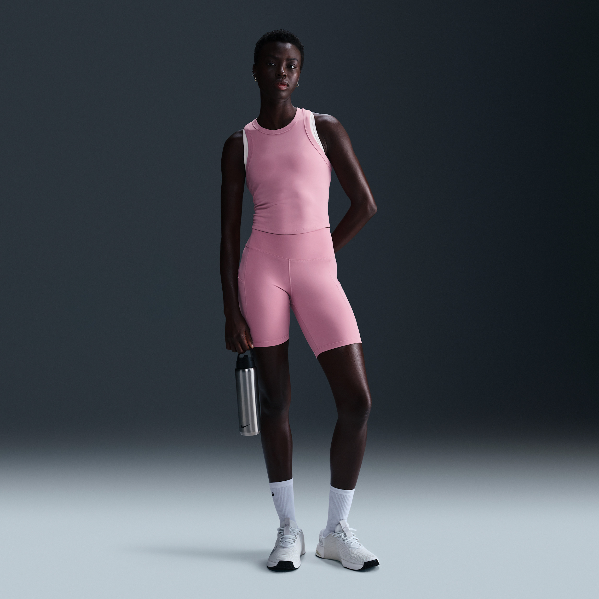 Nike Women's One High-Waisted 8" Biker Shorts with Pockets in Pink | FZ6758-699 | Nike (US)