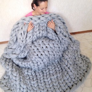 120*150cm Chunky Crochet Knit Wool Blanket Thick Yarn Merino Bulky Knitted Throw | eBay | eBay US