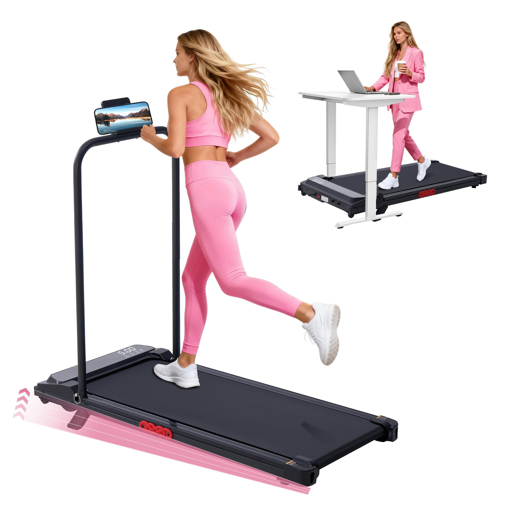 Walking Pad with Handle Bar and Incline, 3.0HP Electric Portable Small Treadmills with Incline fo... | Amazon (US)