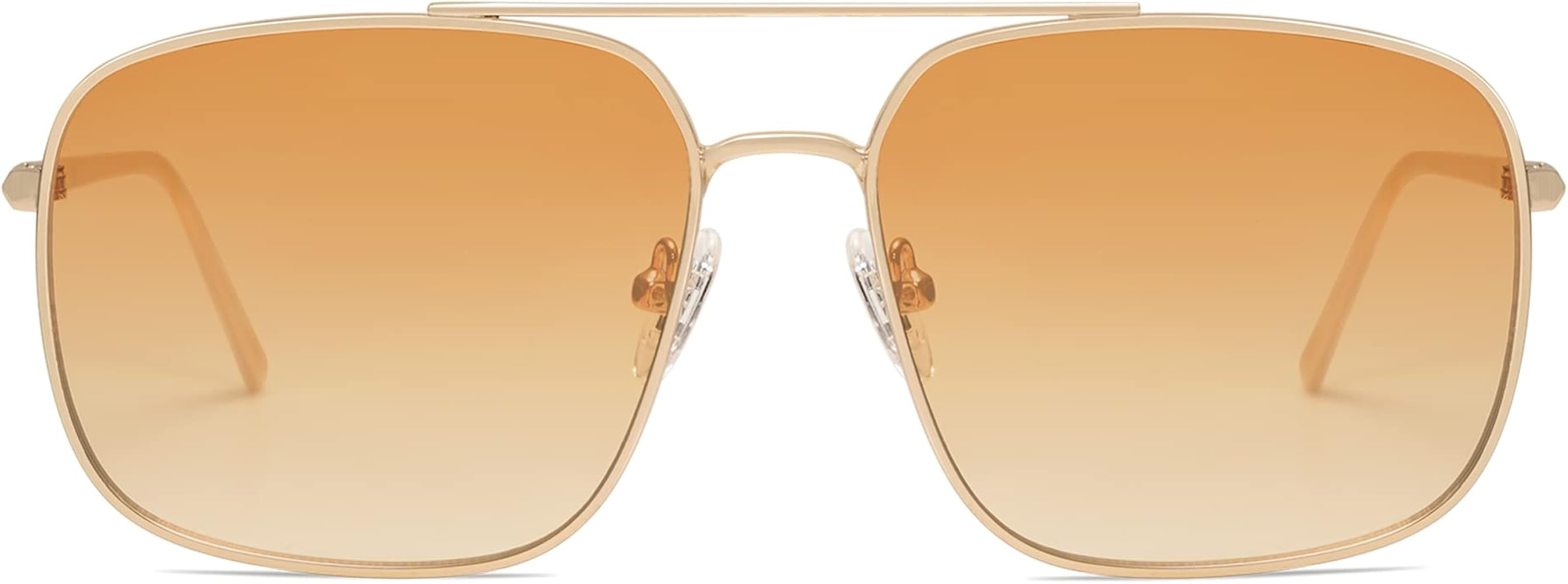 SOJOS Trendy Square Aviator Sunglasses for Women Men, Gold Frame Light Tint Gradient Shades SJ117... | Amazon (US)
