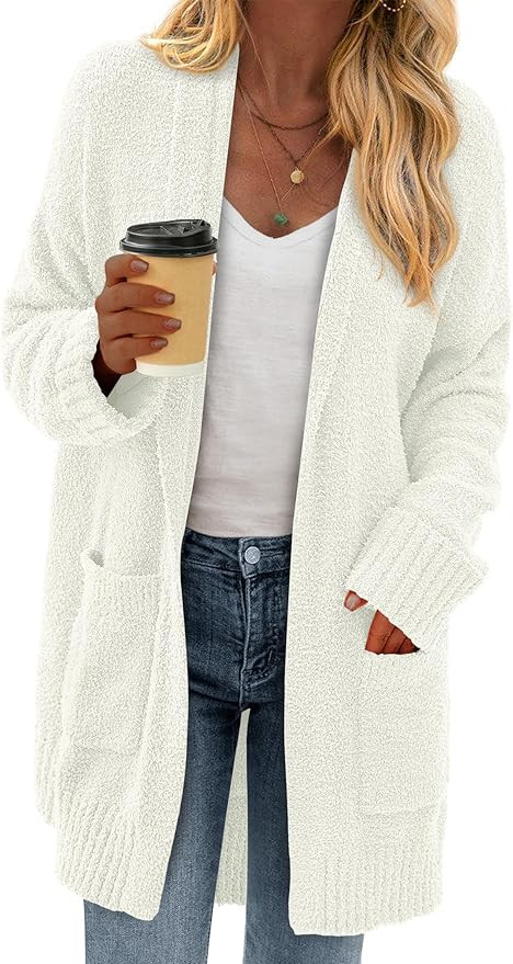 KIRUNDO Cardigan Sweaters for Women Oversized 2025 Early Fall Fashion Lightweight Fuzzy Open Fron... | Amazon (US)