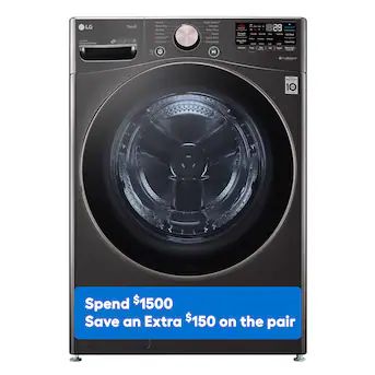 LG TurboWash 360 4.5-cu ft High Efficiency Stackable Steam Cycle Smart Front-Load Washer (Black S... | Lowe's
