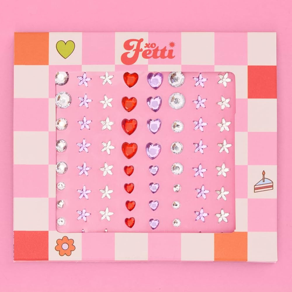 xo, Fetti Purple + Red Heart and Star Eye Face Gems - 1 Set | Bachelorette Face Gems, Sour Rhines... | Amazon (US)