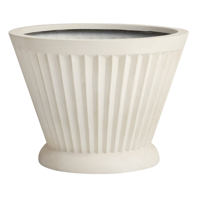 White Fluted Florence Outdoor Planter, Large | At Home