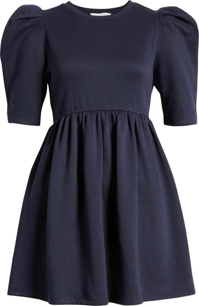 Puff Sleeve Organic Cotton & Recycled Polyester Minidress | Nordstrom