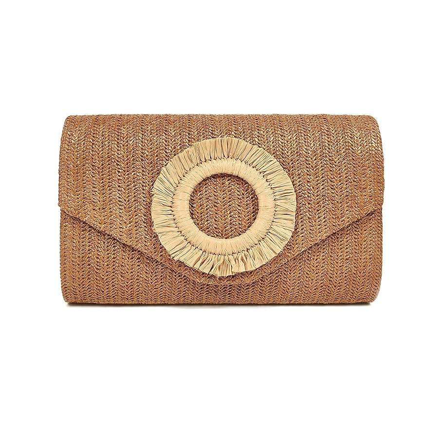 Straw Clutch Purse for Women,Summer Beach Bag,Envelope Evening Clutch Handbags for Formal Party W... | Amazon (US)