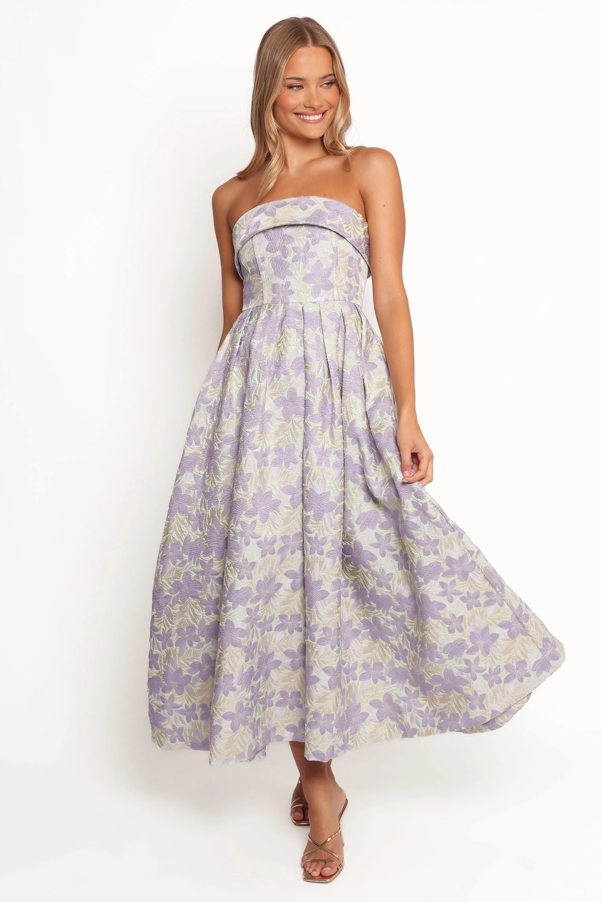 Rhea Strapless Midi Dress - Sage Floral | Petal & Pup (US)