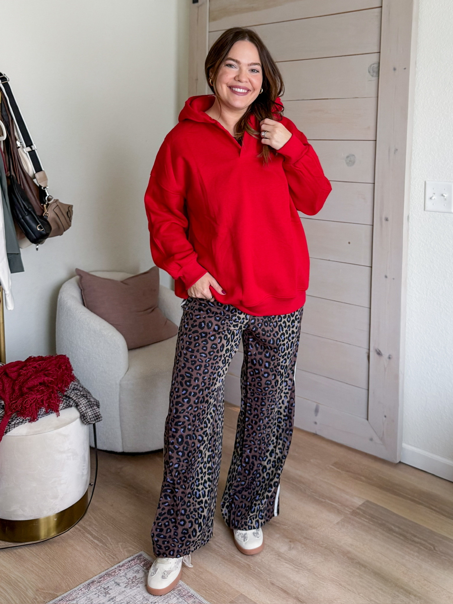 I'm loving this cozy and comfy outfit. The leopard pants and oversized hoodie are perfect for a casual day. #fallfashion #comfyoutfit
 

 #LTKootd #LTKSeasonal #LTKMidsize