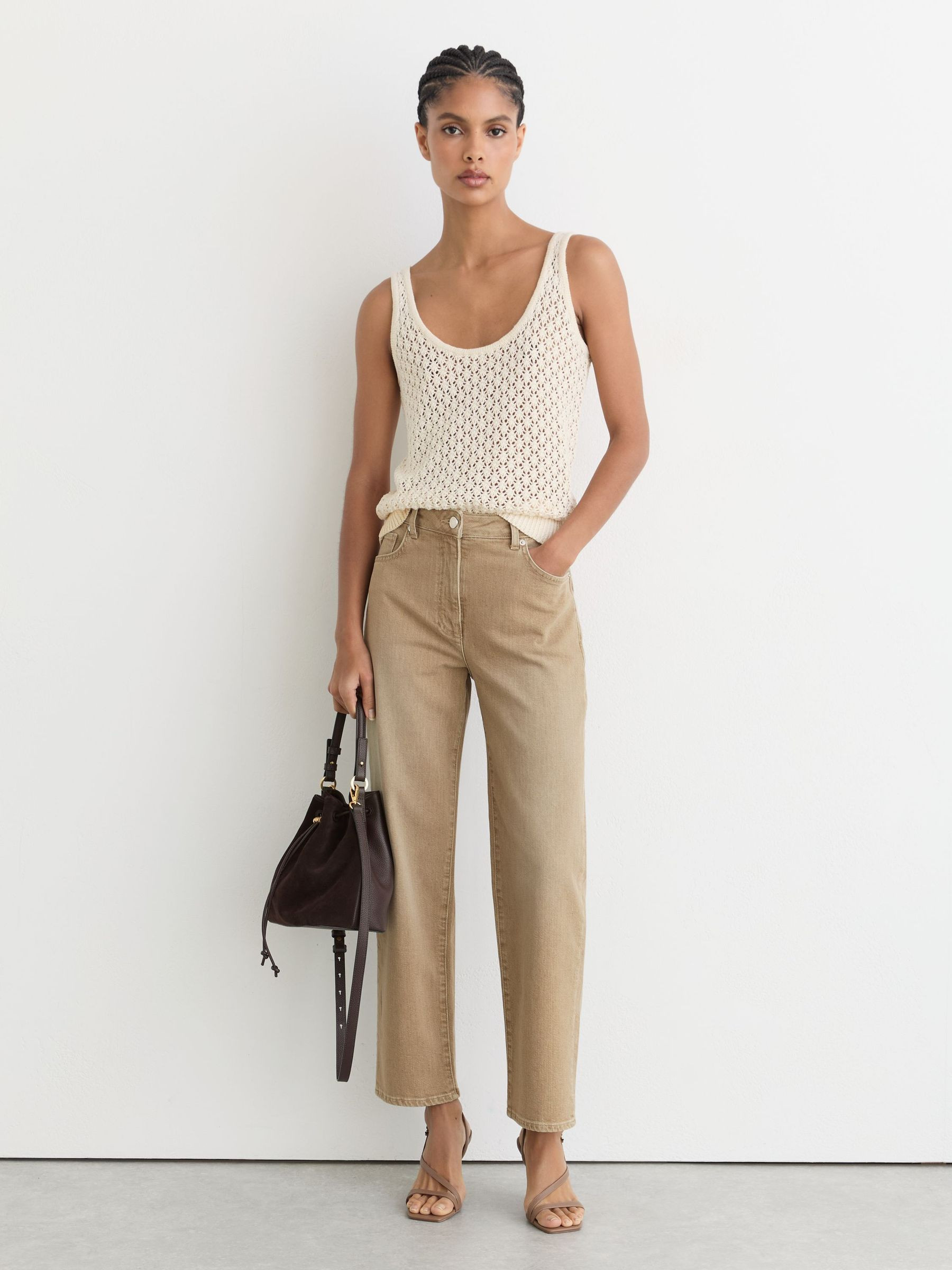 Reiss Mid-Rise Straight-Leg Jeans in Neutral - REISS | Reiss UK