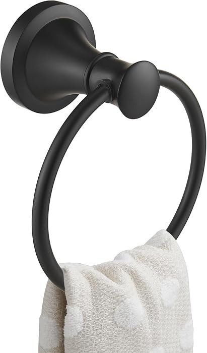 BESy Matte Black Bathroom Hand Towel Ring Towel Holder, Rustproof Wall Mounted Bathroom Hardware ... | Amazon (US)