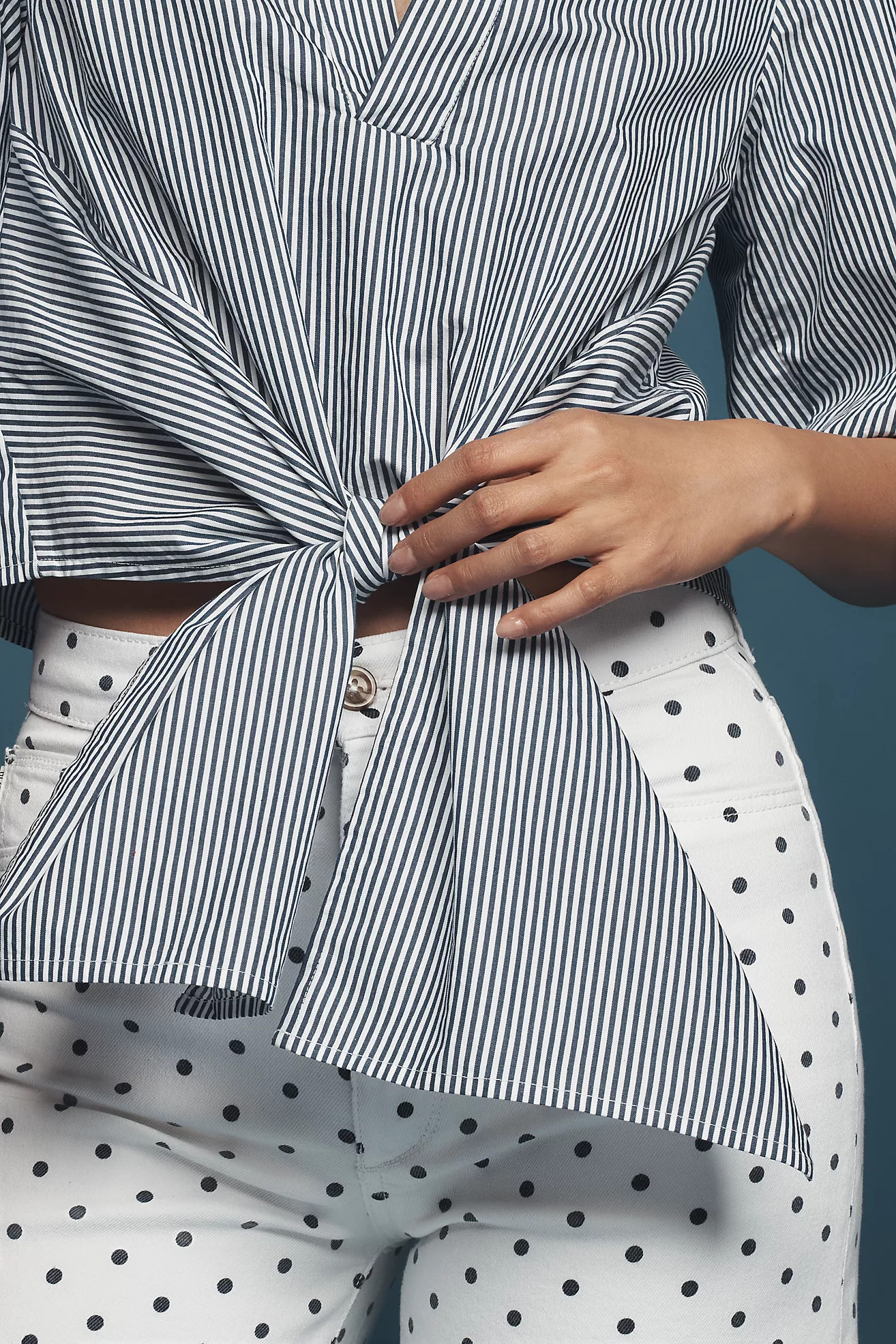 Maeve Short-Sleeve Tie-Front Blouse | Anthropologie (US)