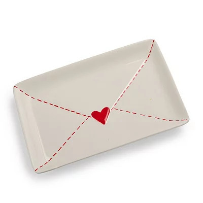 Love Note Serving Platter, White, 10.7L x 7.9W 1.1H , Ceramic | Kirkland's Home | Kirklands