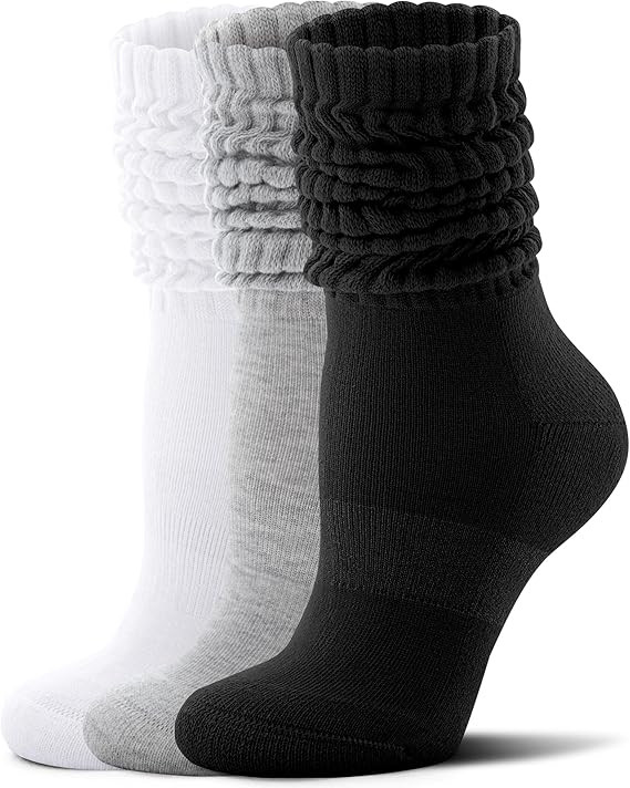 FITRELL Slouch Socks for Women, 3 Pairs Soft Cotton Knee High Scrunch Tube Boot Socks | Amazon (US)