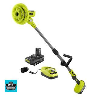 ONE+ 18V Cordless Telescoping Power Scrubber and 2.0 Ah Compact Battery and Charger Starter Kit | The Home Depot