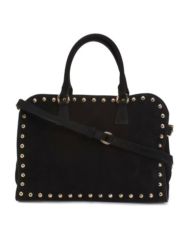 Made In Italy Suede Studded Annalou Satchel | TJ Maxx