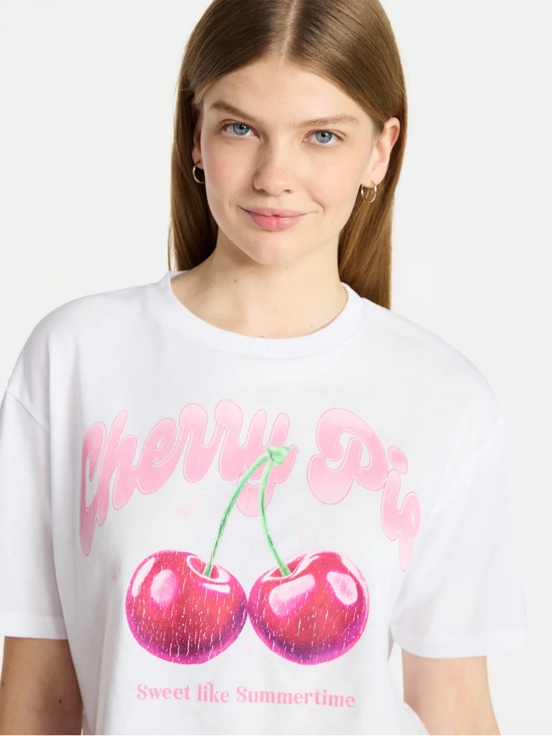 No Boundaries Boxy Cropped Graphic Tee, Women's XXS-XXL | Walmart (US)