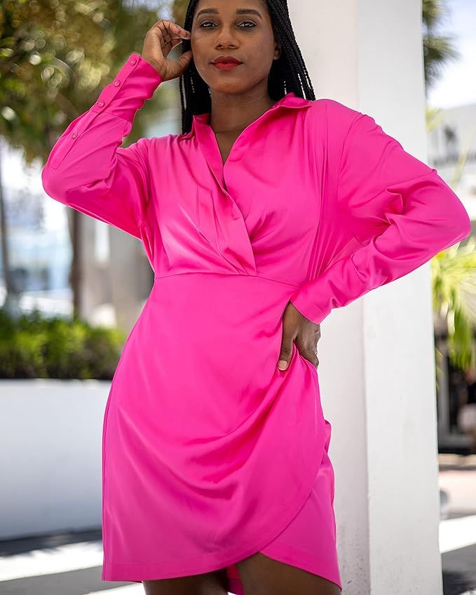 The Drop Women's Hot Pink Long Sleeve Dress by @monroesteele | Amazon (US)