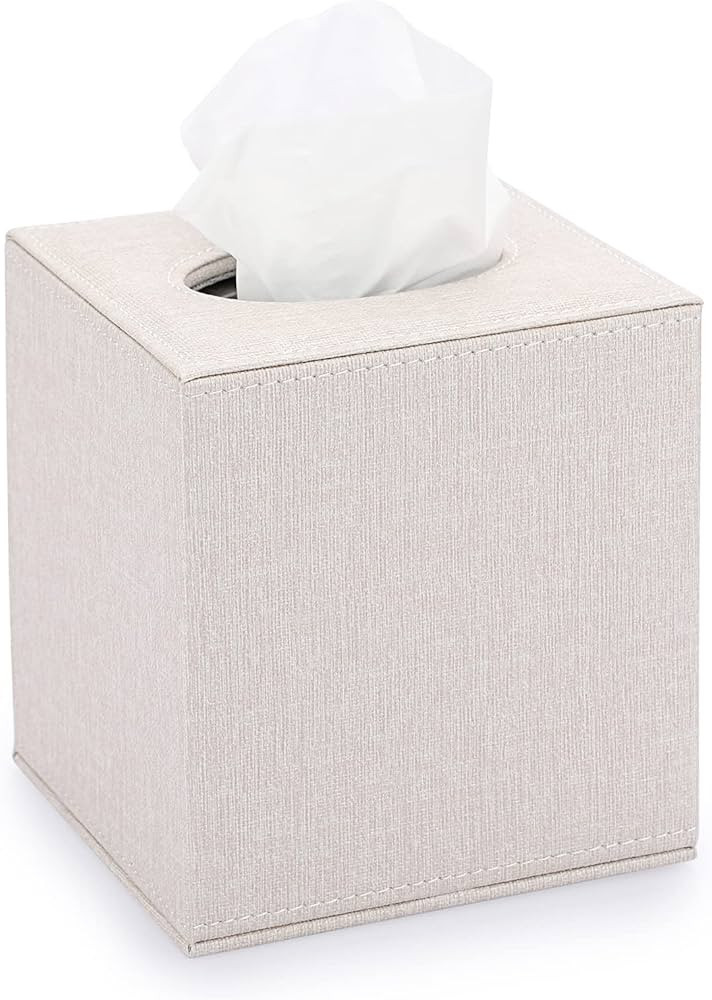 Sumnacon Square Linen Tissue Box Cover - Stylish Cube Tissue Box Holder with Magnetic Bottom, Dec... | Amazon (US)