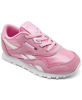 Reebok Toddler Girls Classic Nylon Stretch Lace Casual Sneakers from Finish Line - Macy's | Macy's