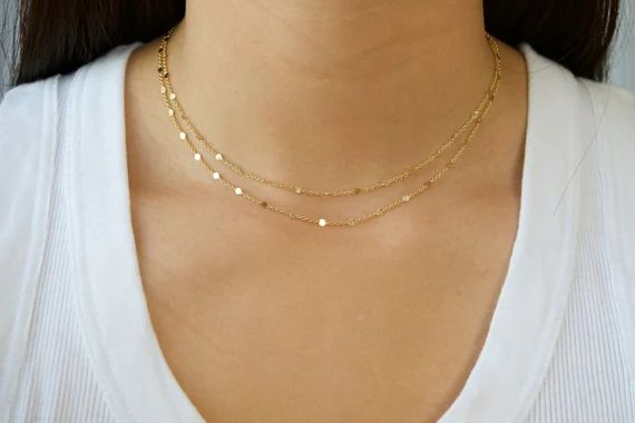 Double Layer Gold Necklace Set / Two Strand Choker / Multi | Etsy | Etsy (US)