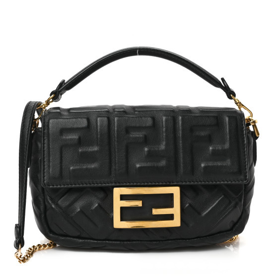 Nappa FF 1974 Embossed Mini Baguette Black | FASHIONPHILE (US)