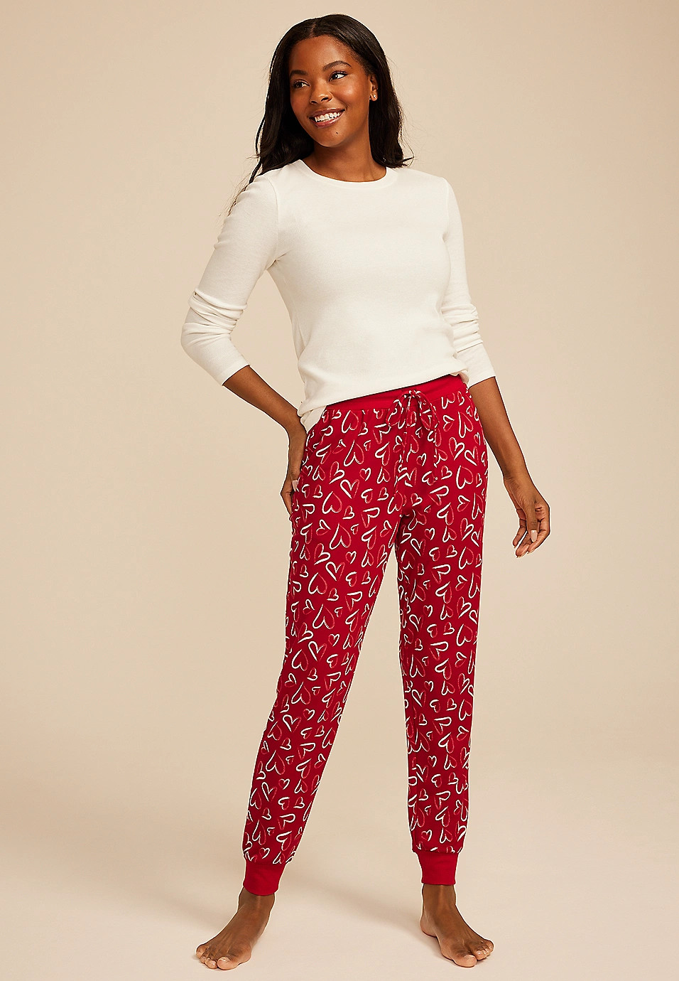 Sketch Heart Print Jogger Pajama Pants | Maurices