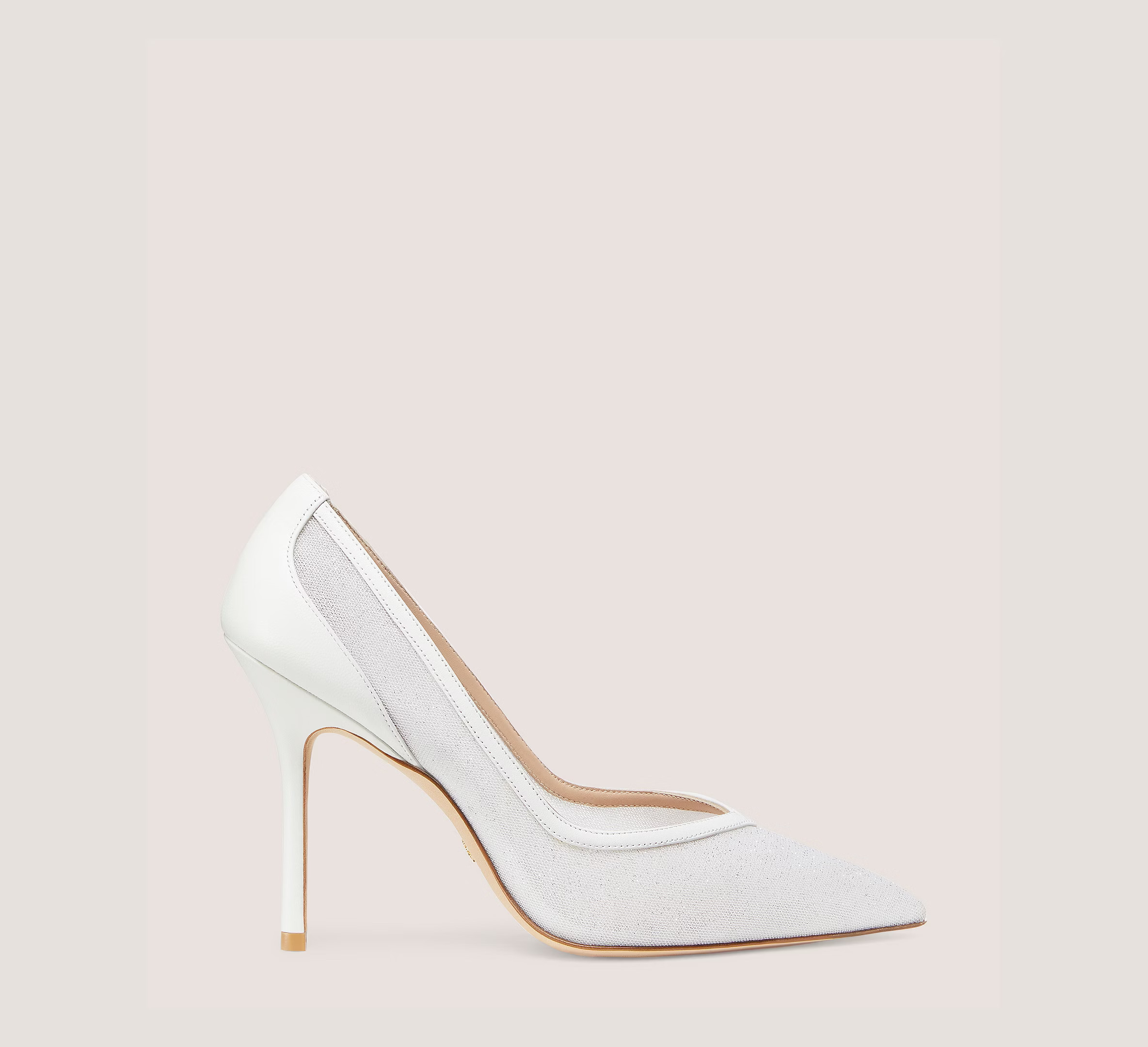 Stuart Weitzman Eva 100 Pump Pumps & Heels, White Sparkle Mesh & Nappa Leather, Size: 7.5 Medium | Stuart Weitzman (US)