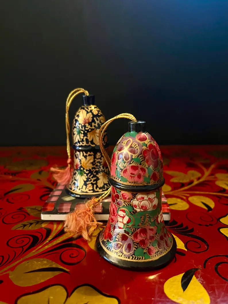 Beautiful Handmade Kashmiri Paper Mache Christmas Bells - Etsy | Etsy (US)