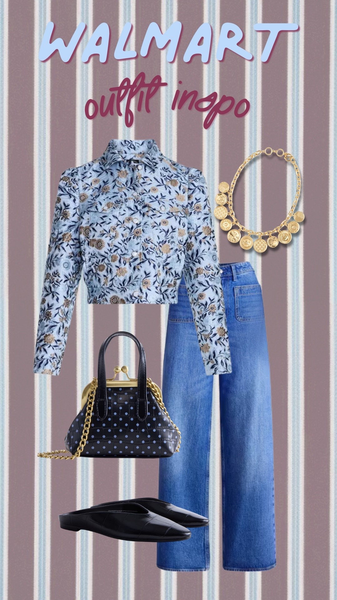 Walmart outfit inspo for a cute fall day out. The floral blouse and jeans make such a pretty pairing with the gold jewelry, black bag, and pointed flats.

#LTKootd #LTKdayinmylife #LTKgrwm