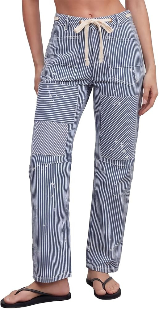 Kedera Women Striped Barrel Jeans Casual Loose Denim Jeans Wide Leg Baggy Pants Mid Waist Boyfrie... | Amazon (US)