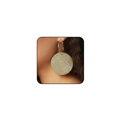 Hammered Gold Large Earrings for Women Boho Vintage Texture Disc Circle Drop Dangle Earrings Trendy Big Round Coin Earrings Vacation Jewelry Gift (Gold2) | Amazon (US)