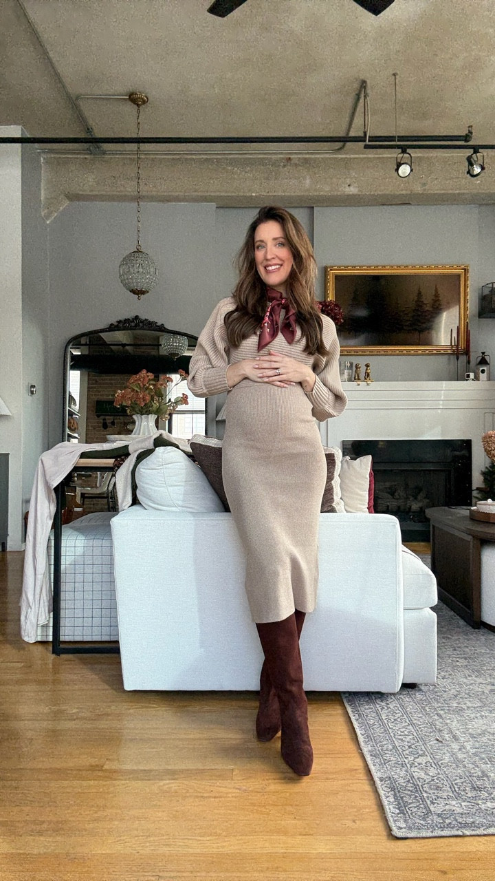Thanksgiving outfit idea. I adore this sweater dress from Anthropologie! Not maternity but it is bump friendly, I sized up one for the bump. Also comes in a cute burgundy color 

#LTKBump #LTKStyleTip #LTKHoliday