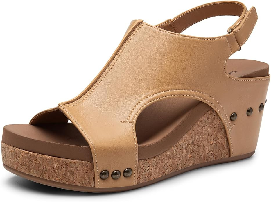 DREAM PAIRS Women's Platform Wedge Sandals, Comfortable Peep-Toe Cork Casual & Dressy Summer Ligh... | Amazon (US)